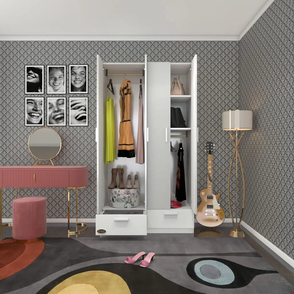 Kenzlife gardırop 4 kapılı 2 çekmeceli biberiye 182*100*42 byz kapaklı gardolap dolap ofis