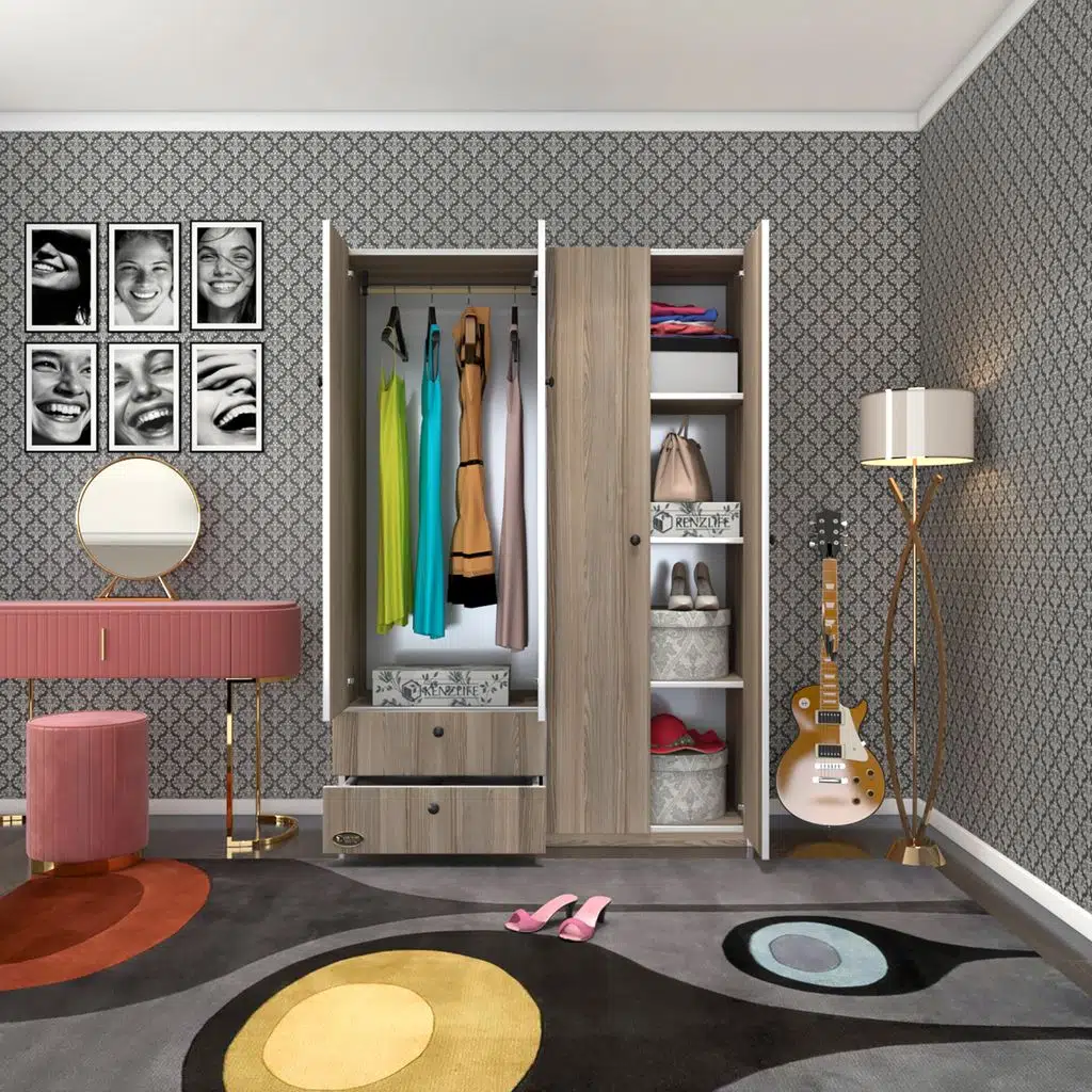 Kenzlife gardırop 4 kapılı kapaklı 2 çekmeceli hüsnüyusuf crd 173*120*42 gardolap dolap ofis