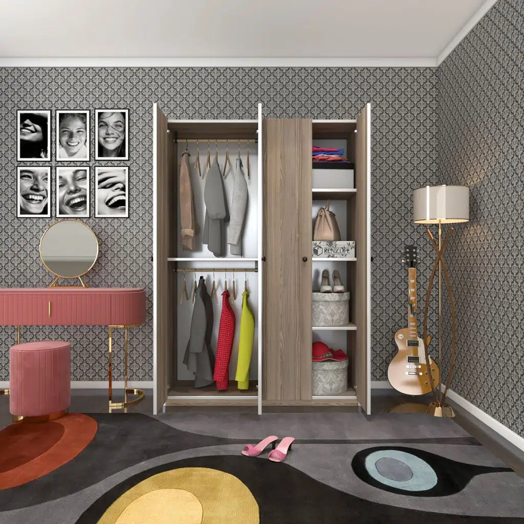 Kenzlife gardırop 4 kapılı kapaklı devetabanı crd 173*120*42 gardolap dolap ofis