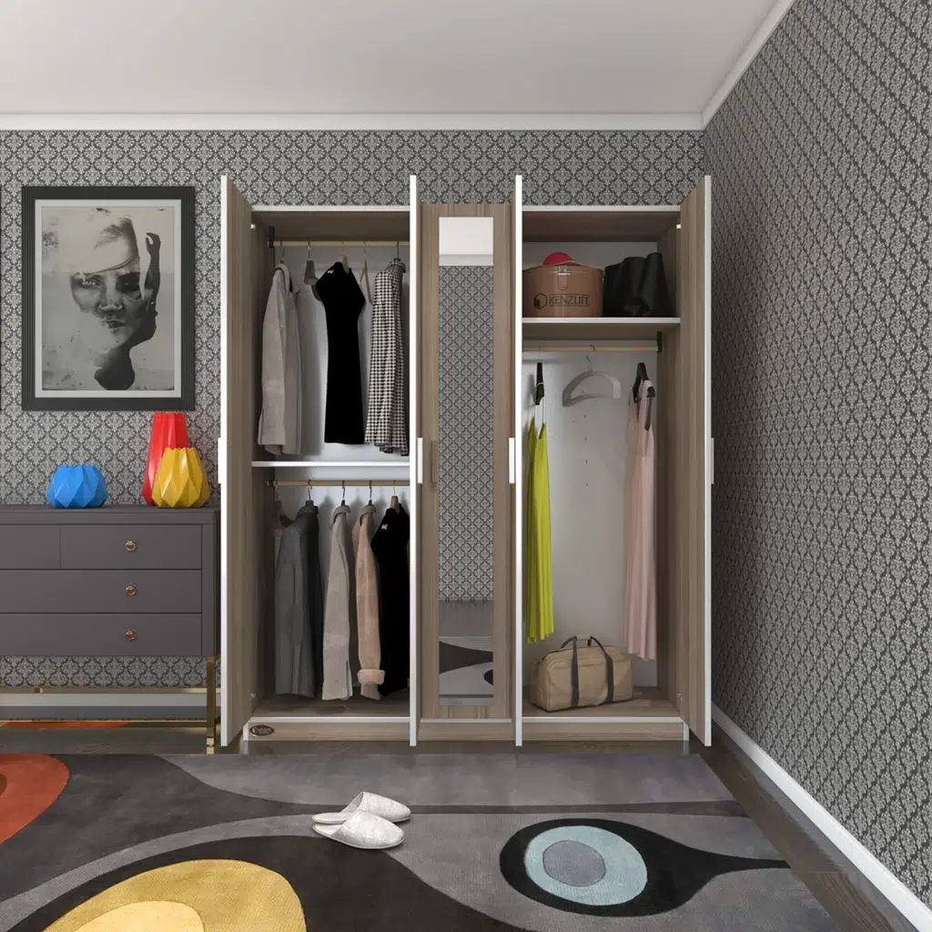 Kenzlife gardırop 5 kapaklı kapılı 150 lilyum crd aynalı gardolap dolap