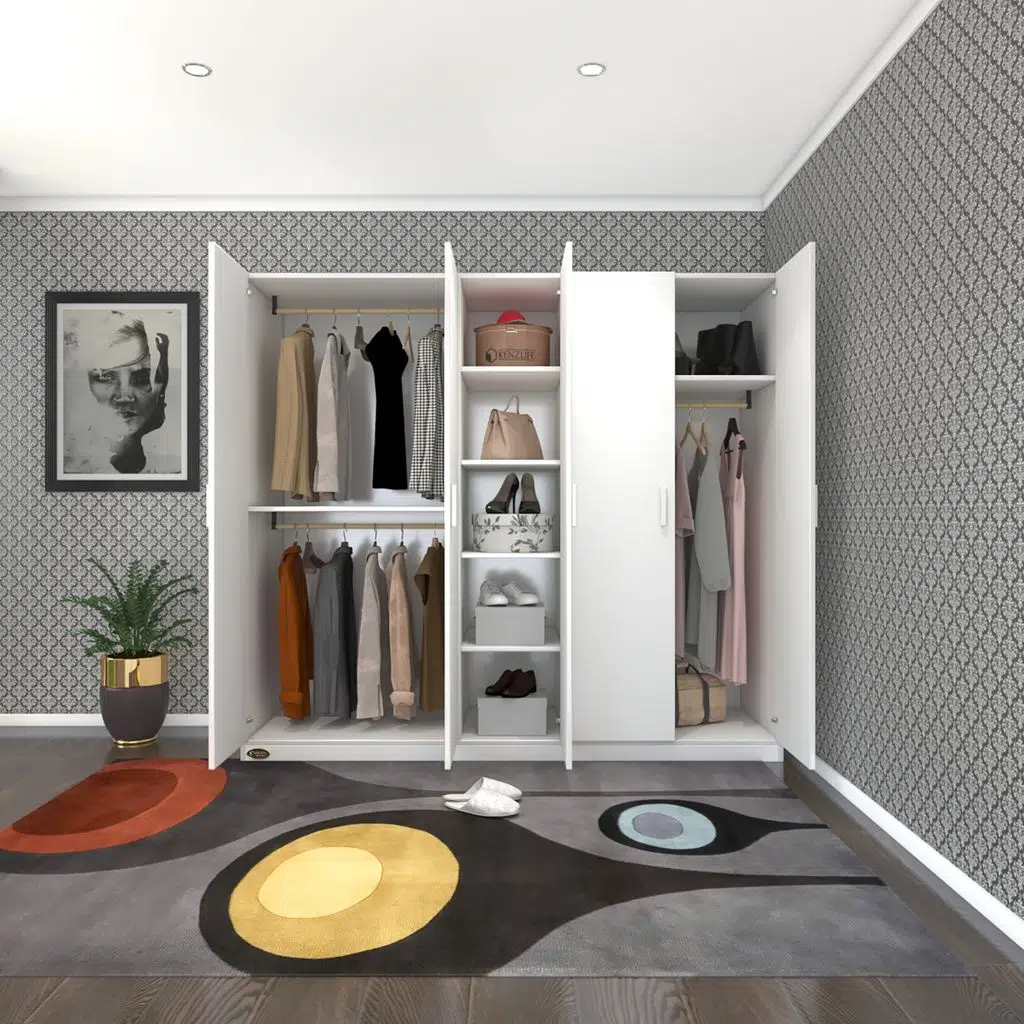 Kenzlife gardırop 5 kapılı 200 lilyum byz 180*200*42 gardolap dolap