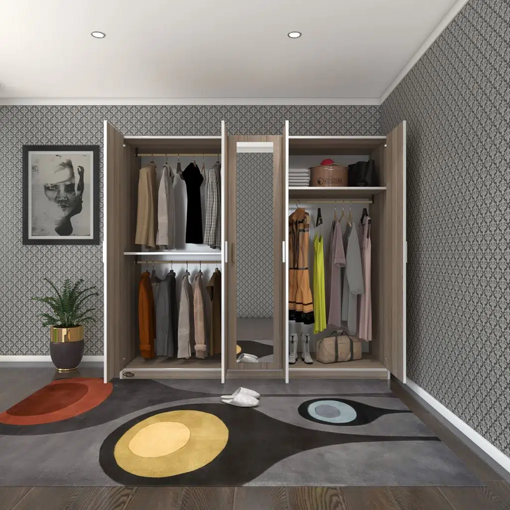 Kenzlife gardırop 5 kapaklı kapılı 200 lilyum crd aynalı gardolap dolap