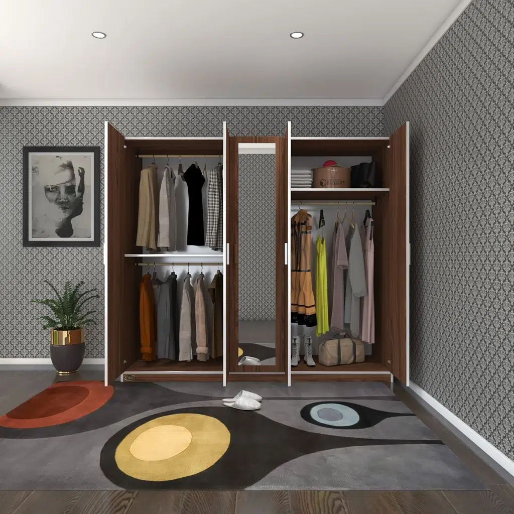 Kenzlife gardırop 5 kapaklı kapılı 200 lilyum cvz aynalı gardolap dolap