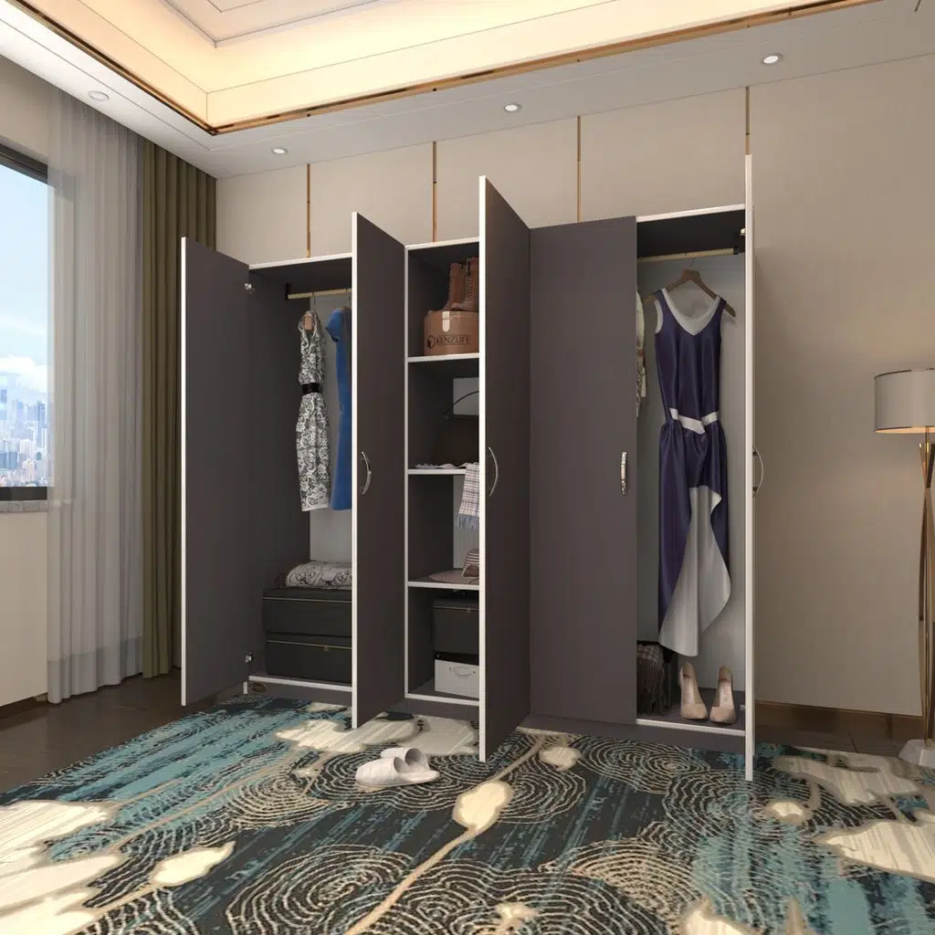 Kenzlife gardırop 5 kapılı horozibiği 180*200*52 gri XLARGE kapaklı gardolap dolap