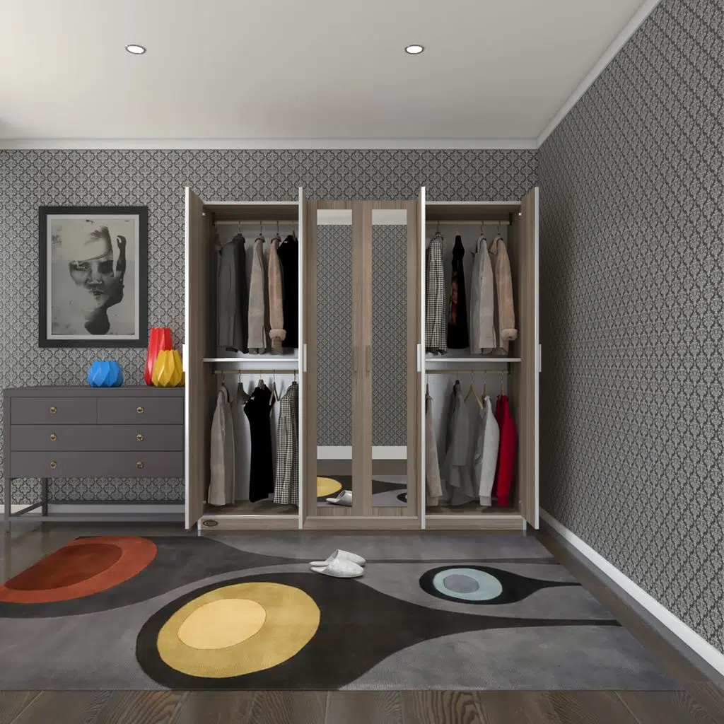 Kenzlife gardırop 6 kapaklı kapılı anemon 180*180*42 crd aynalı gardolap dolap