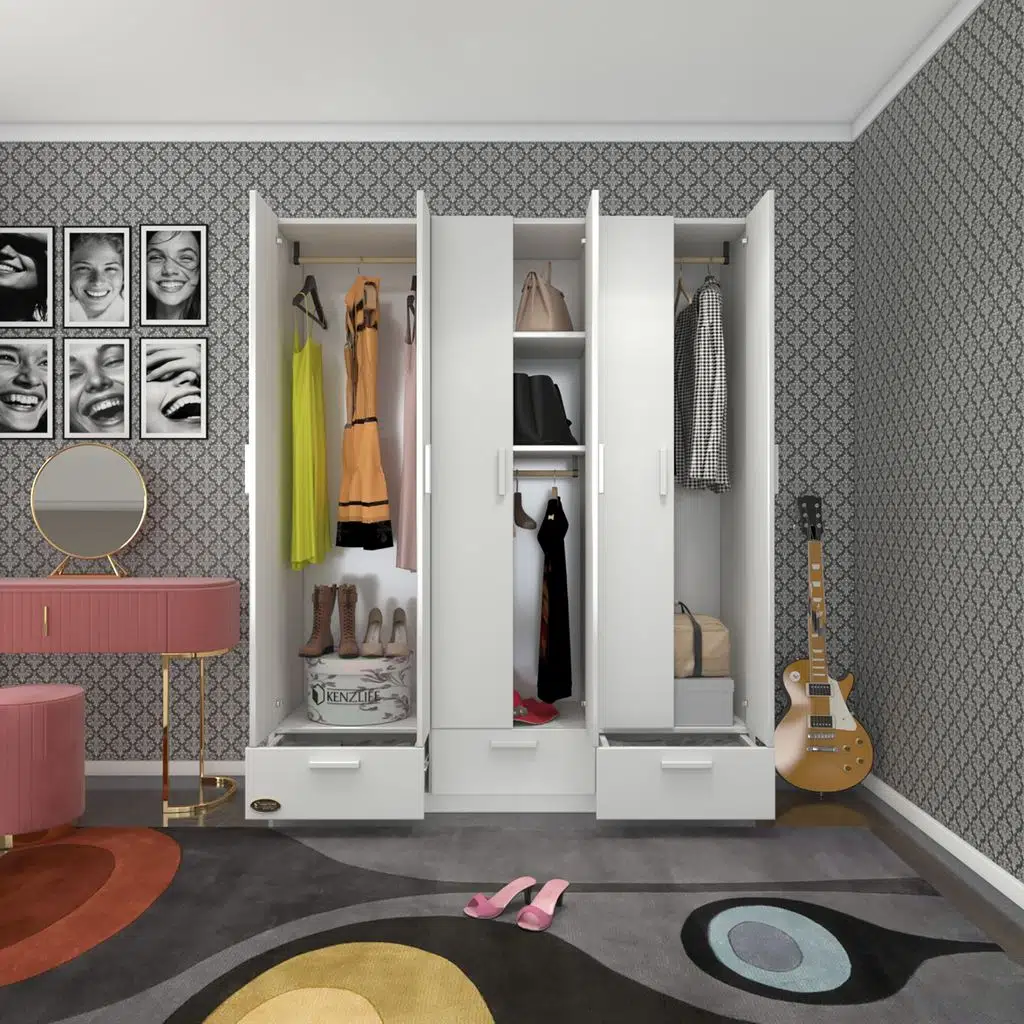 Kenzlife gardırop 6 kapılı 3 çekmeceli açelya150 byz kapaklı gardolap dolap