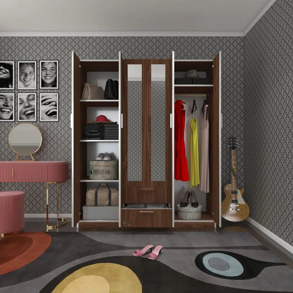 Kenzlife gardırop 6 kapılı çekmeceli begonvil150 cvz aynalı kapaklı gardolap dolap