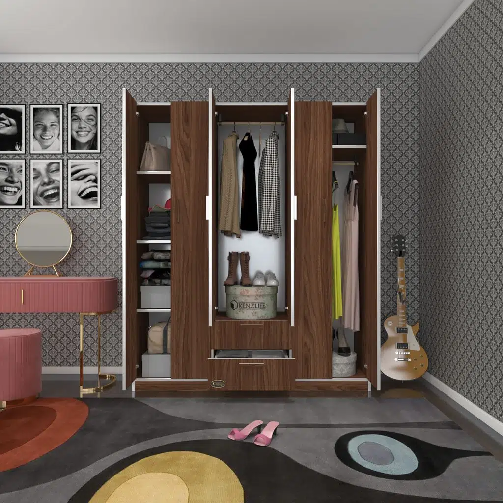 Kenzlife gardırop 6 kapılı çekmeceli begonvil150 cvz kapaklı gardolap dolap