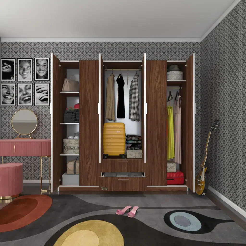 Kenzlife gardırop 6 kapılı çekmeceli begonvil180 cvz kapaklı gardolap dolap