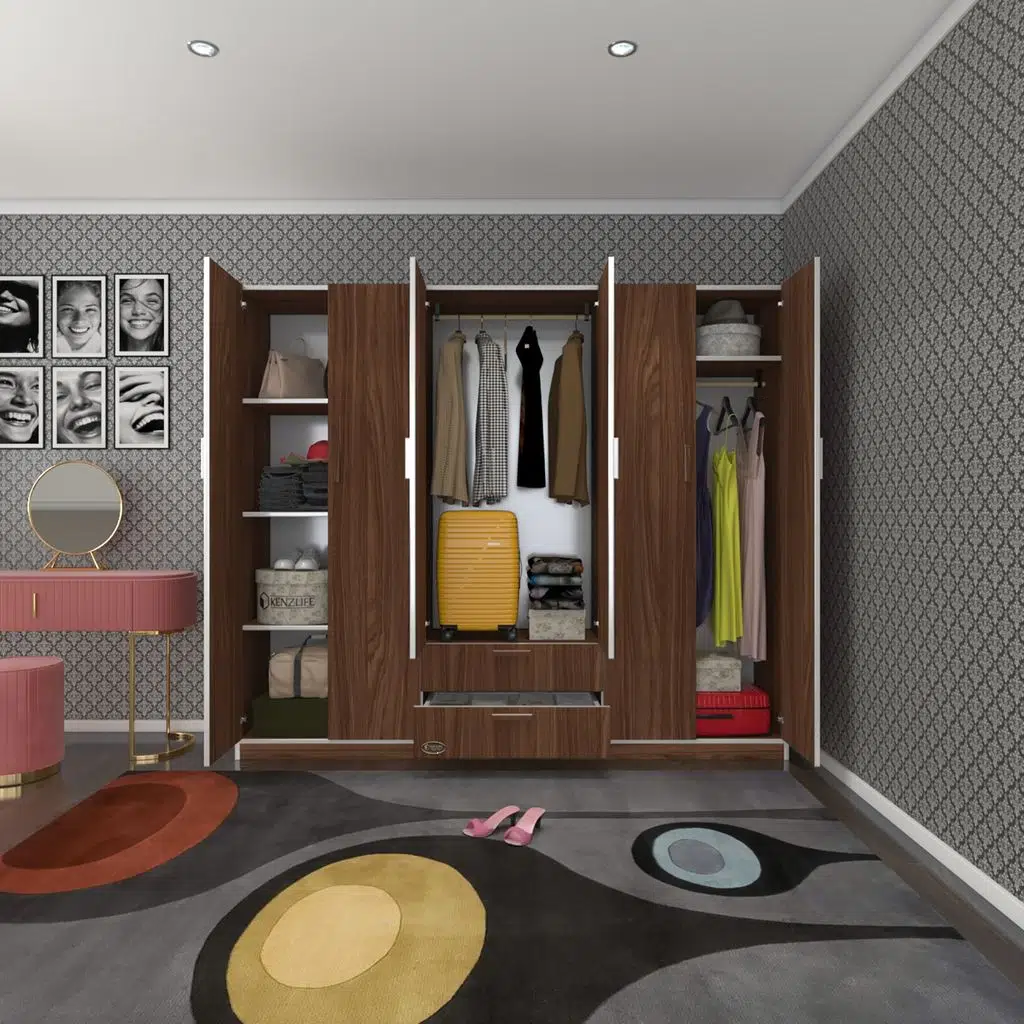 Kenzlife gardırop 6 kapılı çekmeceli begonvil210 cvz kapaklı gardolap dolap