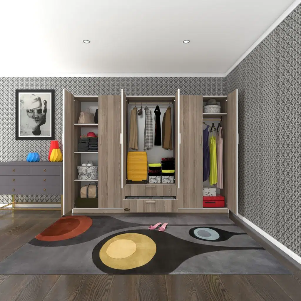 Kenzlife gardırop 6 kapılı çekmeceli begonvil240 crd kapaklı gardolap dolap