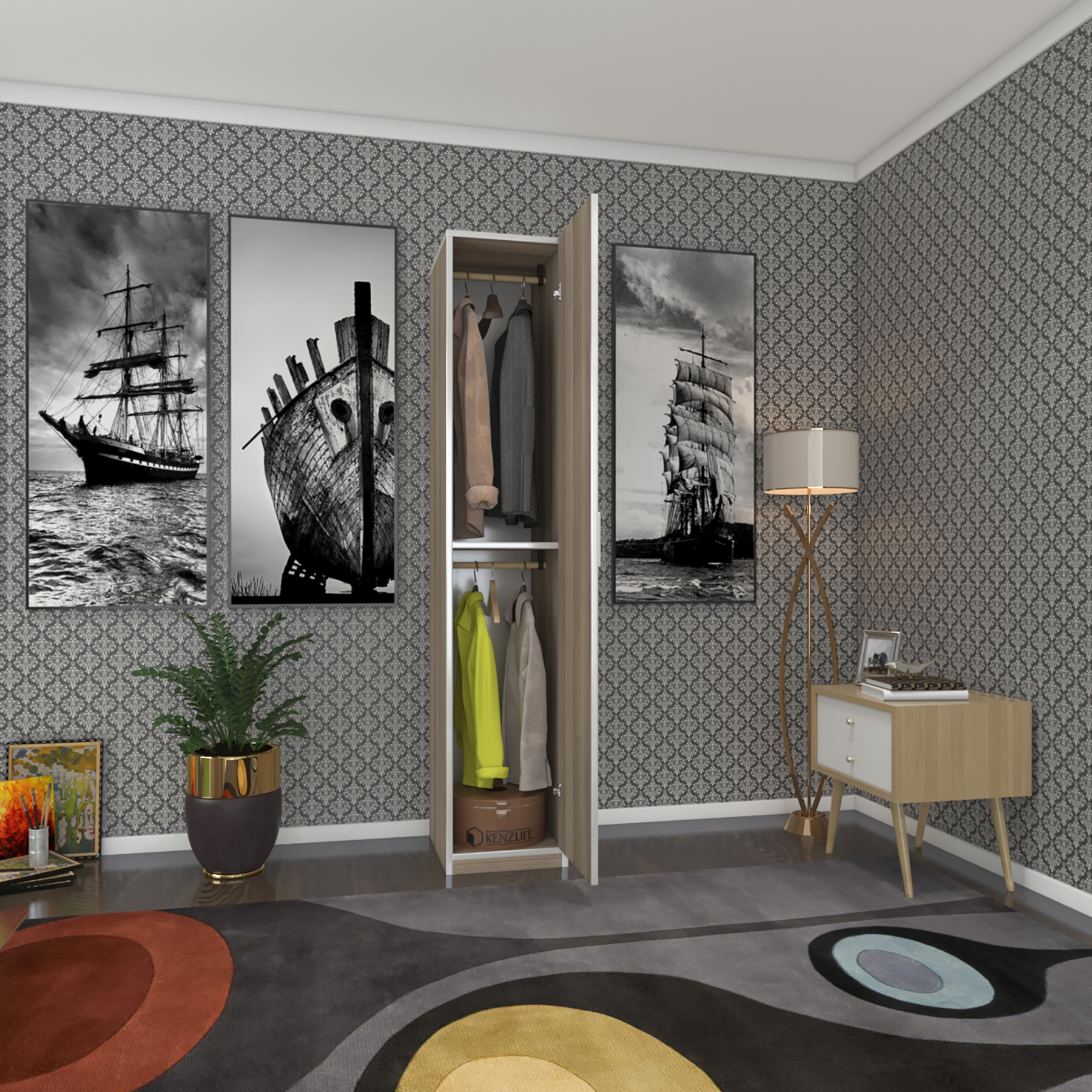 Kenzlife gardırop öğrenci dolabı tek kapılı günebakan crd 180*35*42 crd gardolap dolap ofis