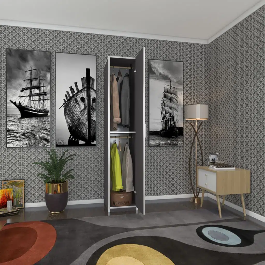 Kenzlife gardırop öğrenci dolabı tek kapılı günebakan gri 180*35*42 gri gardolap dolap ofis