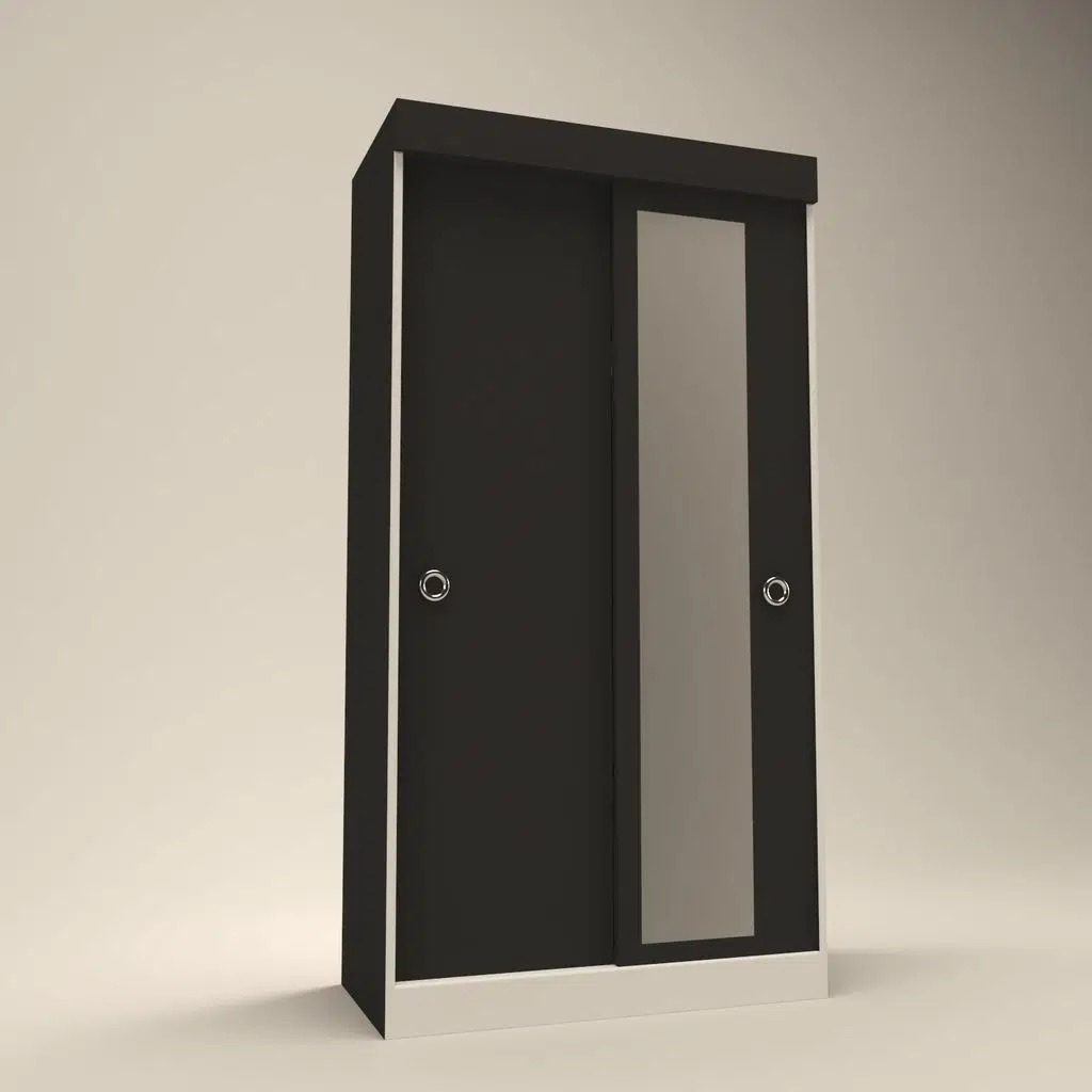 Kenzlife gardırop sürgülü kapaklı kapılı karanfil090 gri aynalı gardolap dolap