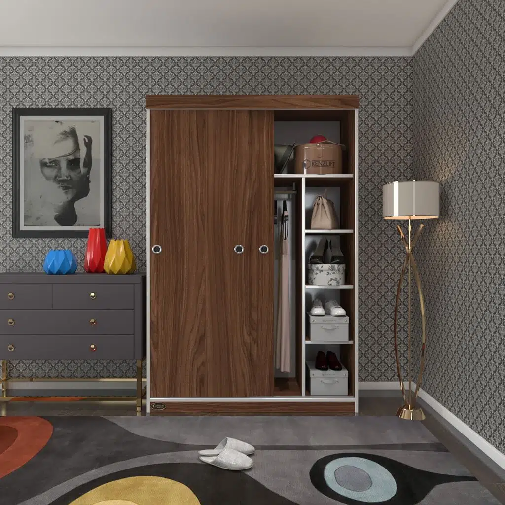 Kenzlife gardırop sürgülü kapaklı kapılı 120 papatya cvz gardolap dolap