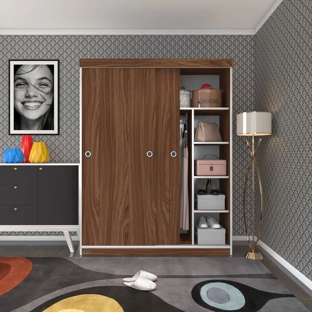 Kenzlife gardırop sürgülü kapaklı kapılı 140 papatya cvz gardolap dolap
