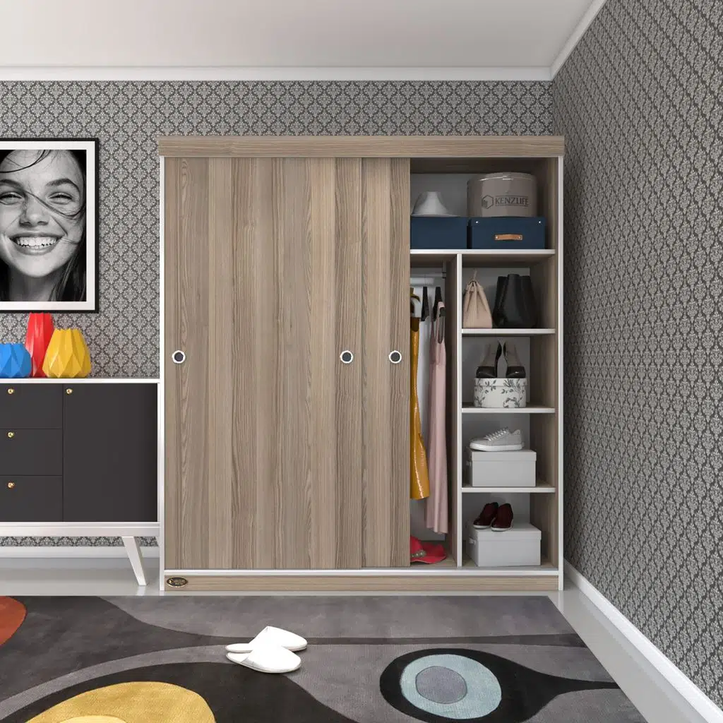 Kenzlife gardırop sürgülü kapaklı kapılı 160 papatya crd gardolap dolap