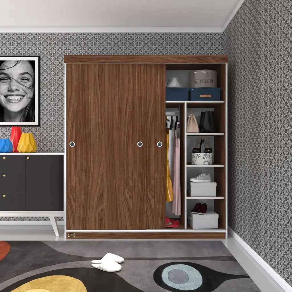 Kenzlife gardırop sürgülü kapaklı kapılı 160 papatya cvz gardolap dolap