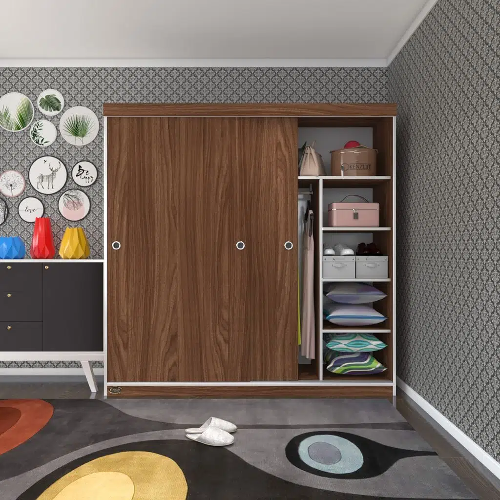 Kenzlife gardırop sürgülü kapaklı kapılı 180 papatya cvz gardolap dolap