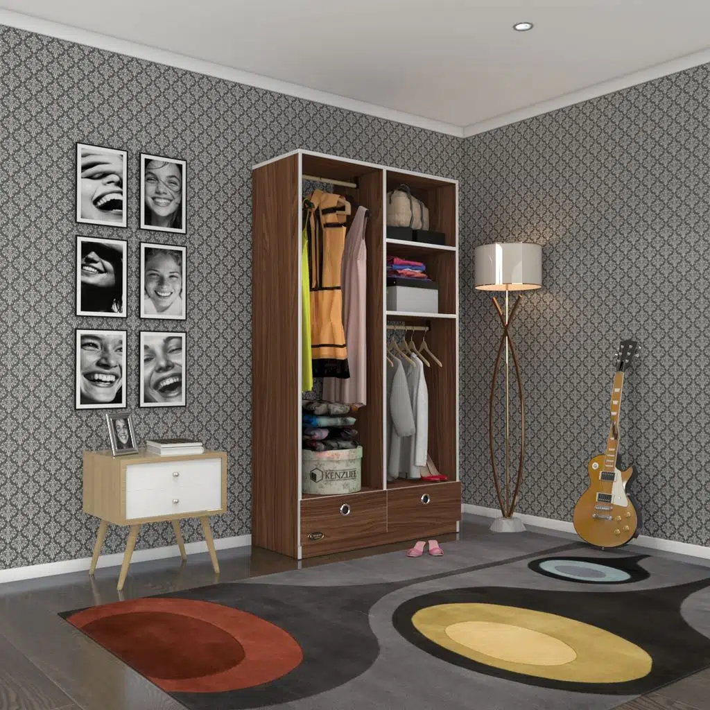 Kenzlife giysi dolabı 2 bölmeli 2 çekmeceli bedri 182*100*42 cvz dolap kapaksız