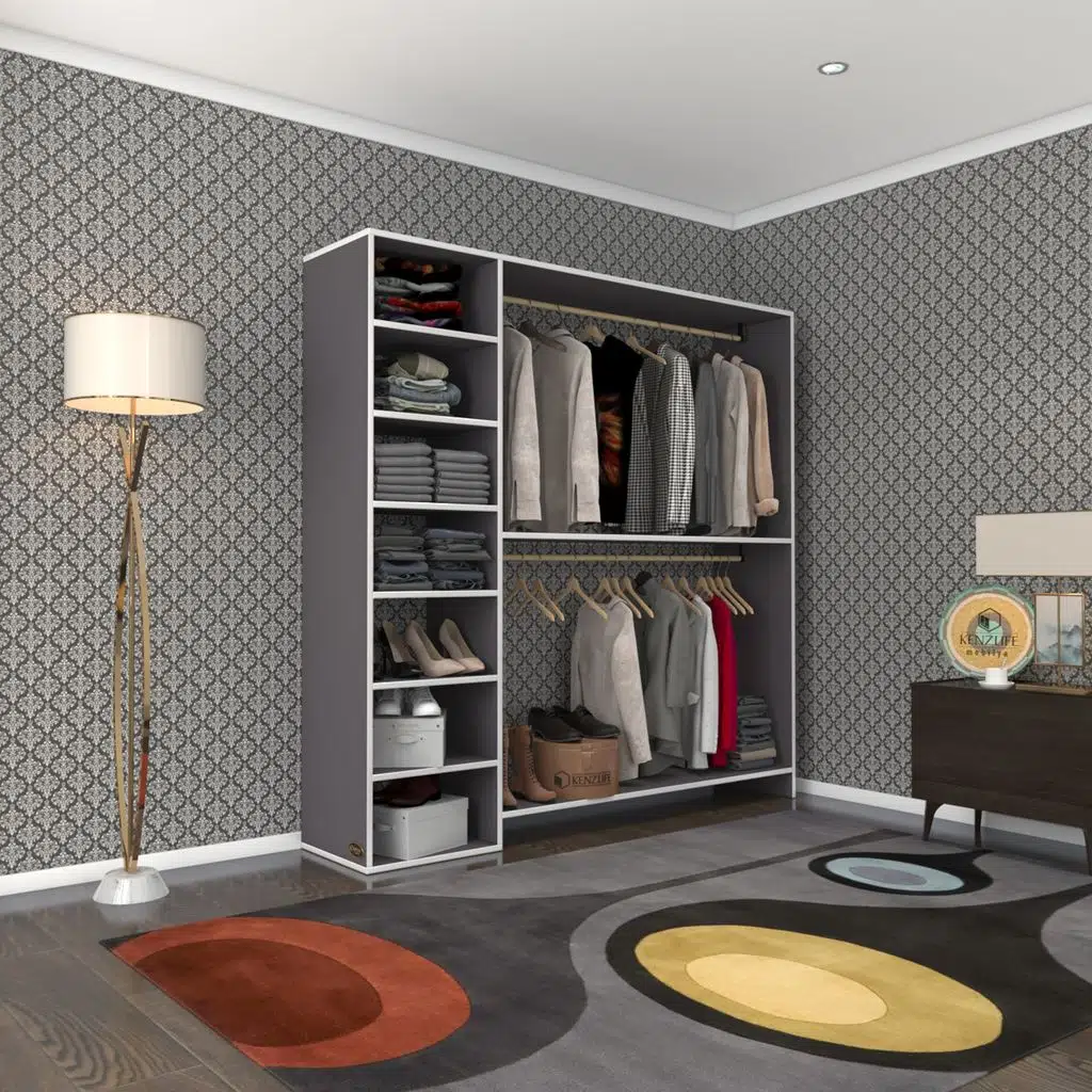 Kenzlife giysi dolabı abdurrahman 180*180*40 gri gardırop