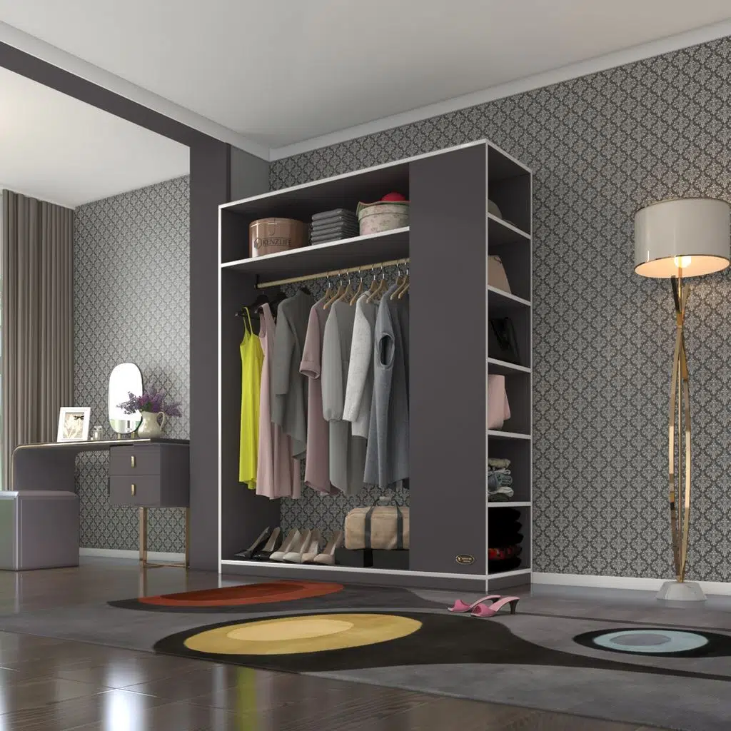 Kenzlife giysi dolabı bayram 180*150*40 gri gardırop