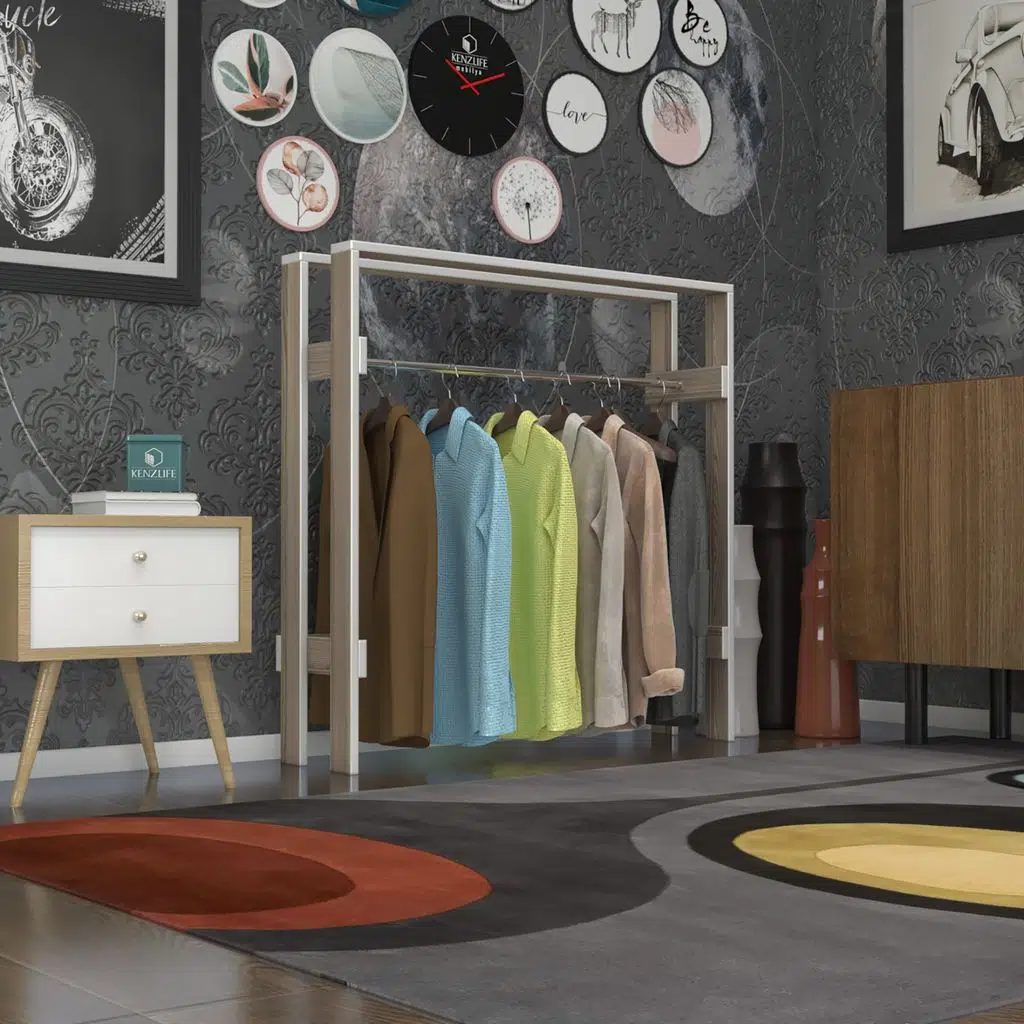 Kenzlife giysi dolabı casim 100*100*25 crd askılık ayakkabılık