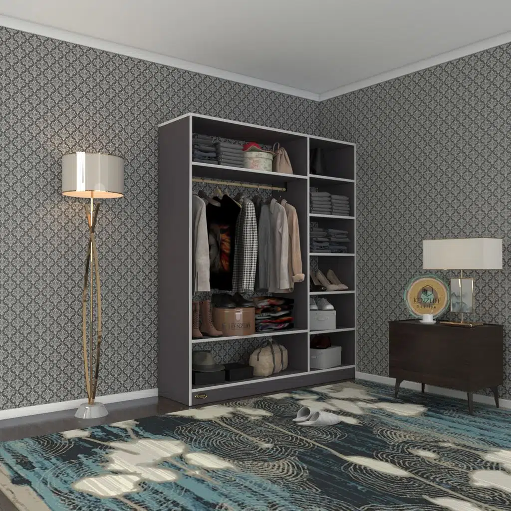 Kenzlife giysi dolabı dursun 180*150*40 gri gardırop