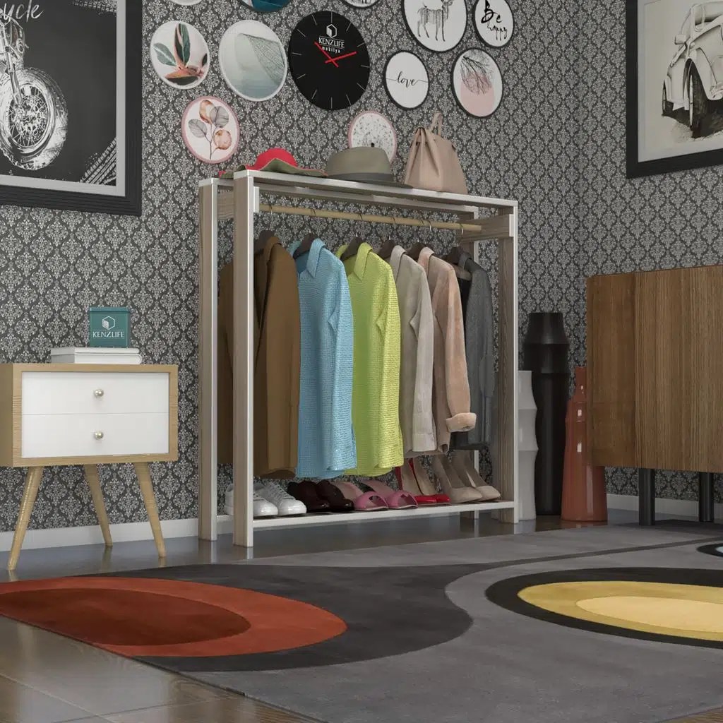 Kenzlife giysi dolabı maksut 135*100*40 crd askılık ayakkabılık