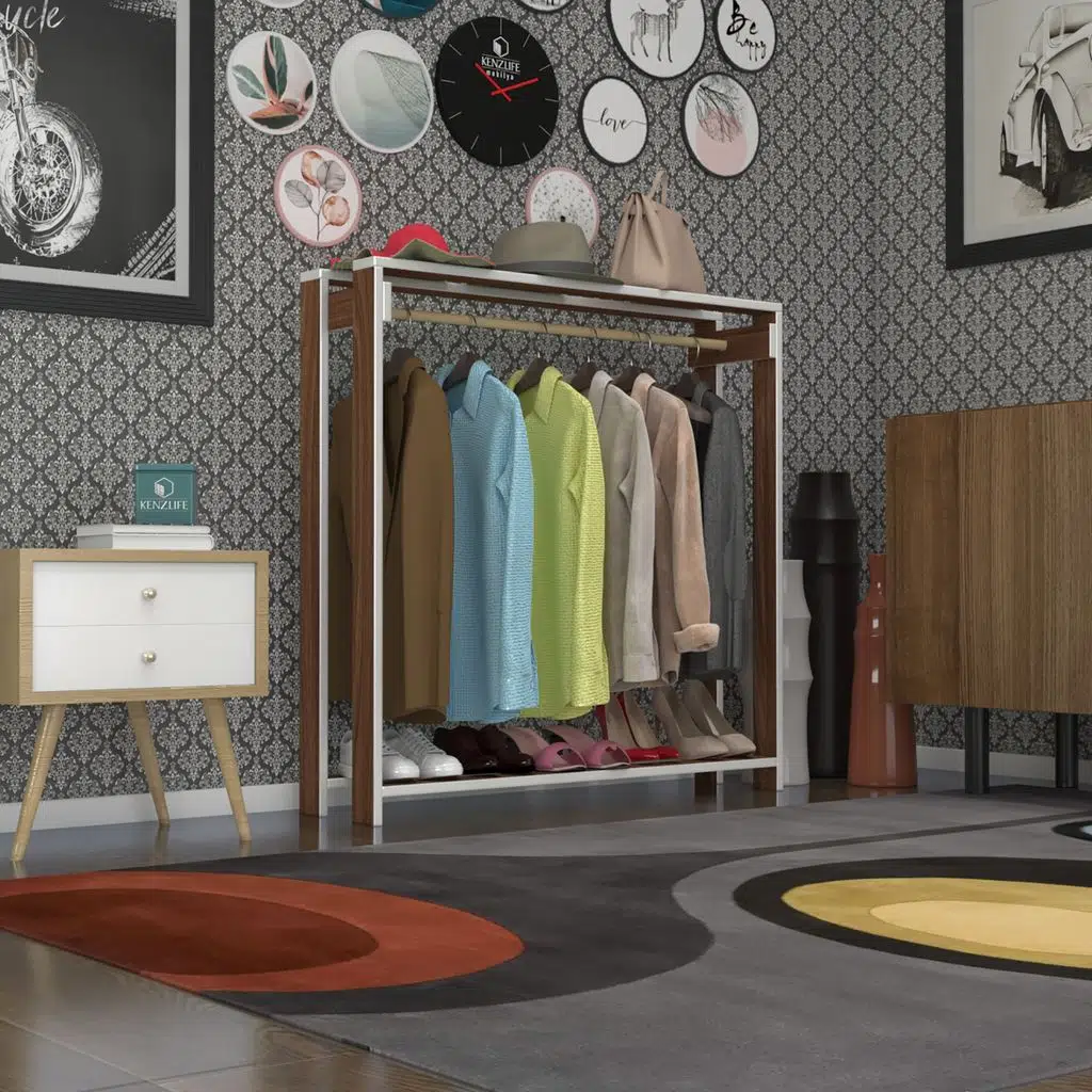 Kenzlife giysi dolabı maksut 135*100*40 cvz askılık ayakkabılık