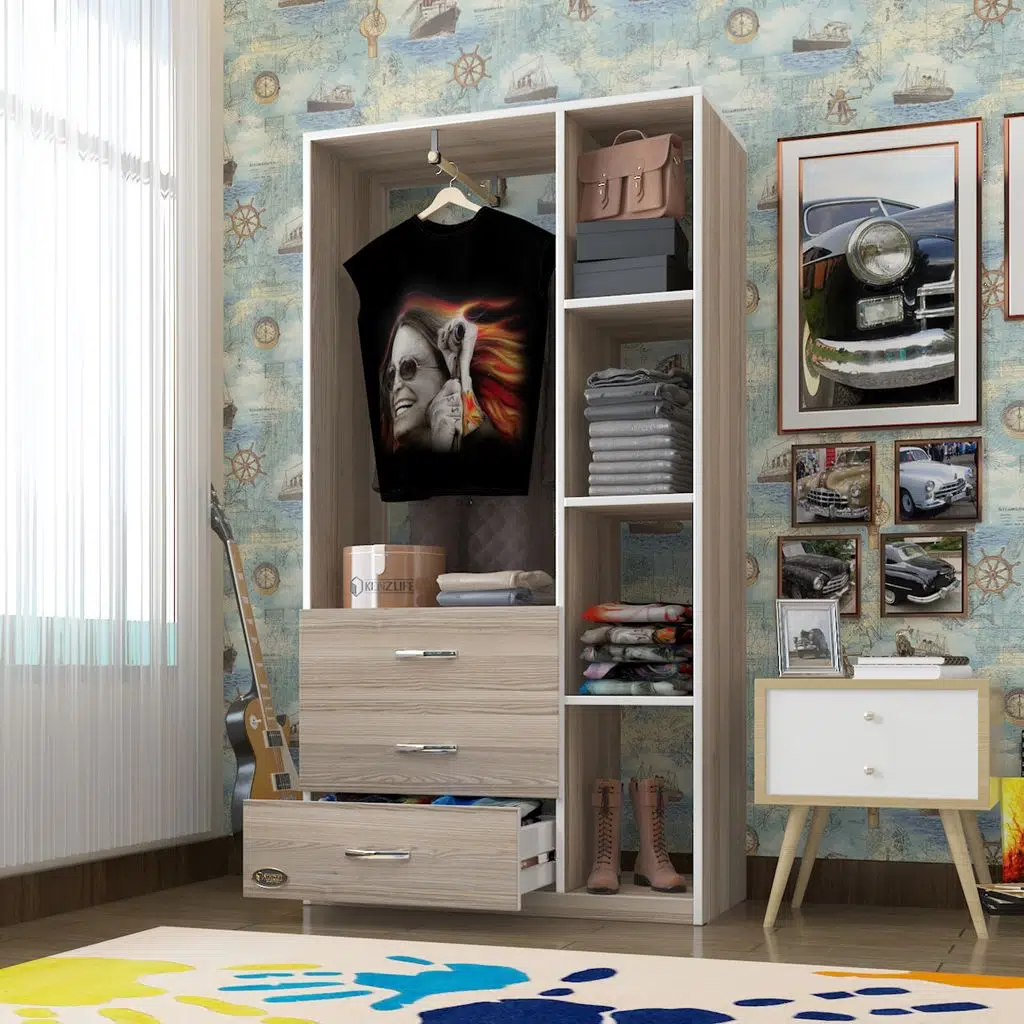 Kenzlife giysi dolabı ökkeş 175*90*40 crd gardırop 3 çekmeceli