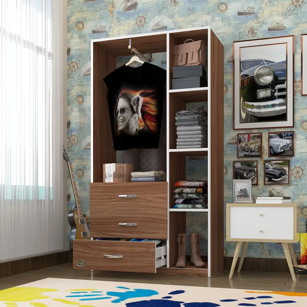 Kenzlife giysi dolabı ökkeş 175*90*40 cvz gardırop 3 çekmeceli
