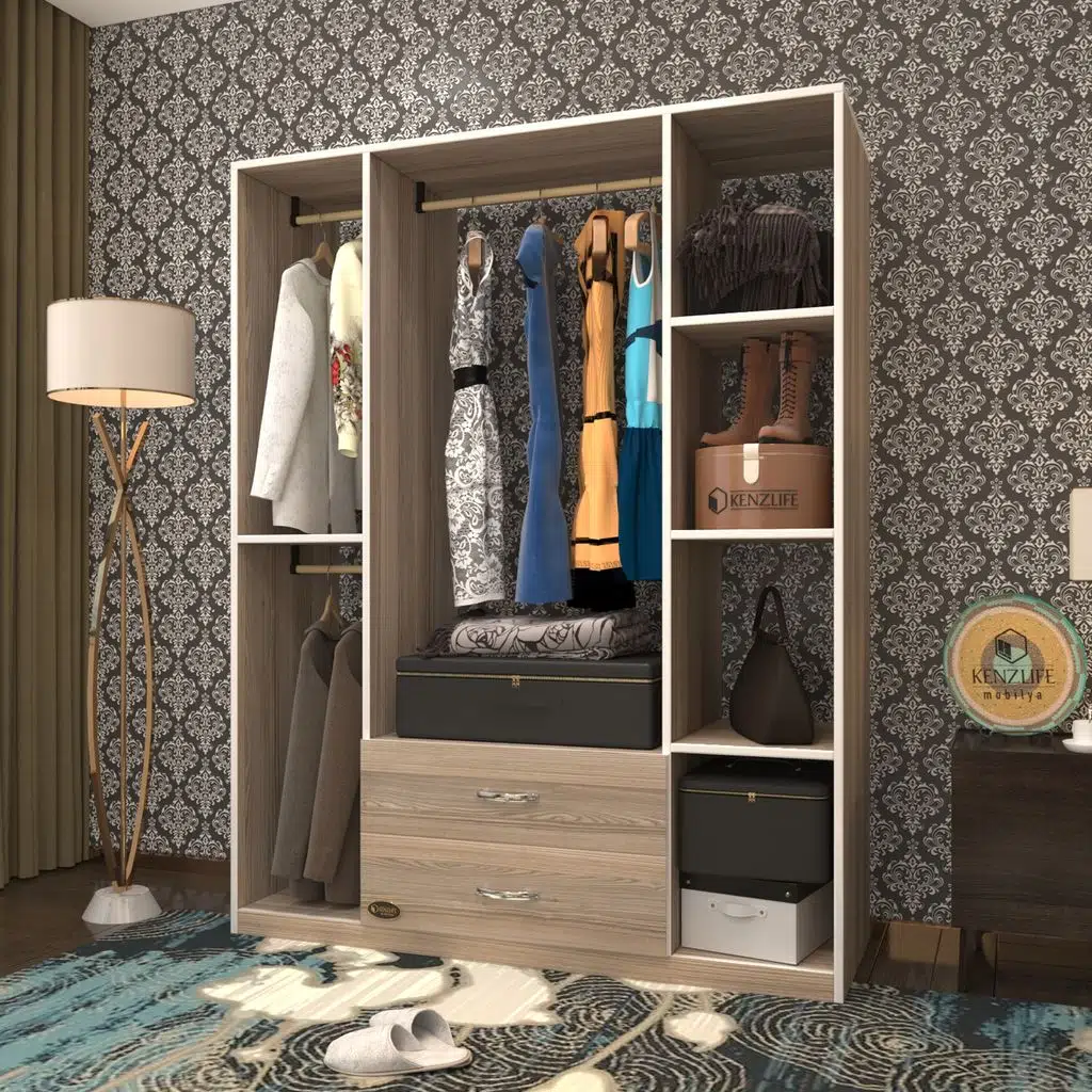 Kenzlife giysi dolabı orhan 175*120*40 crd gardırop 2 çekmeceli