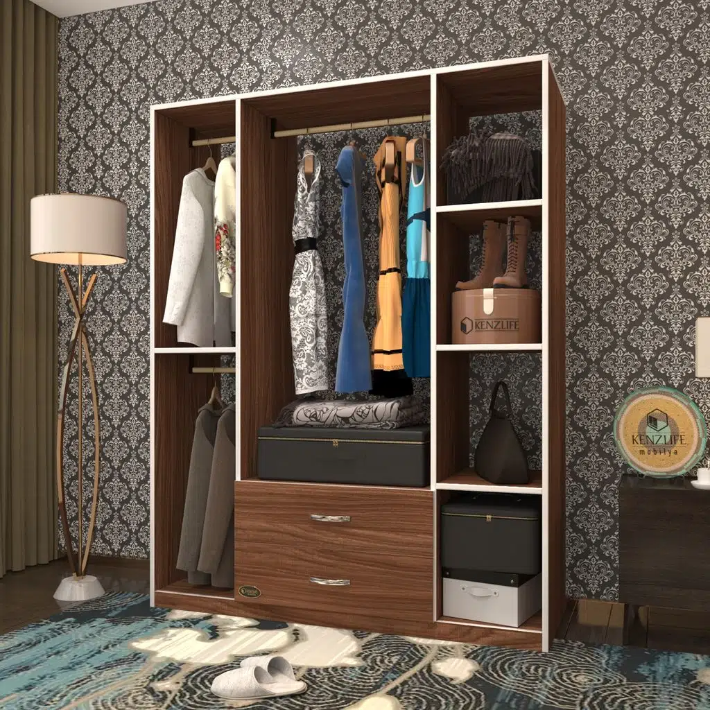Kenzlife giysi dolabı orhan 175*120*40 cvz gardırop 2 çekmeceli