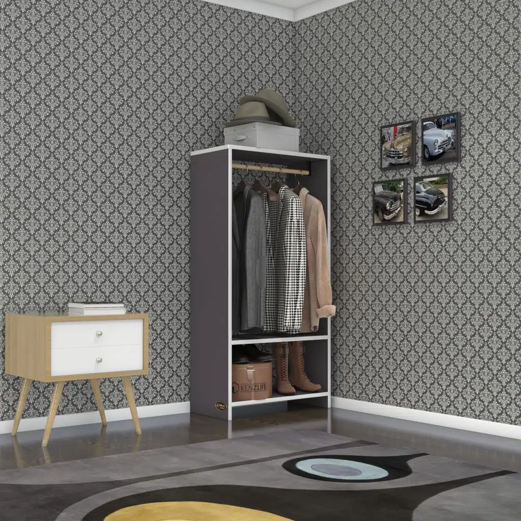 Kenzlife giysi dolabı rüknettin 120*060*30 gri gardırop