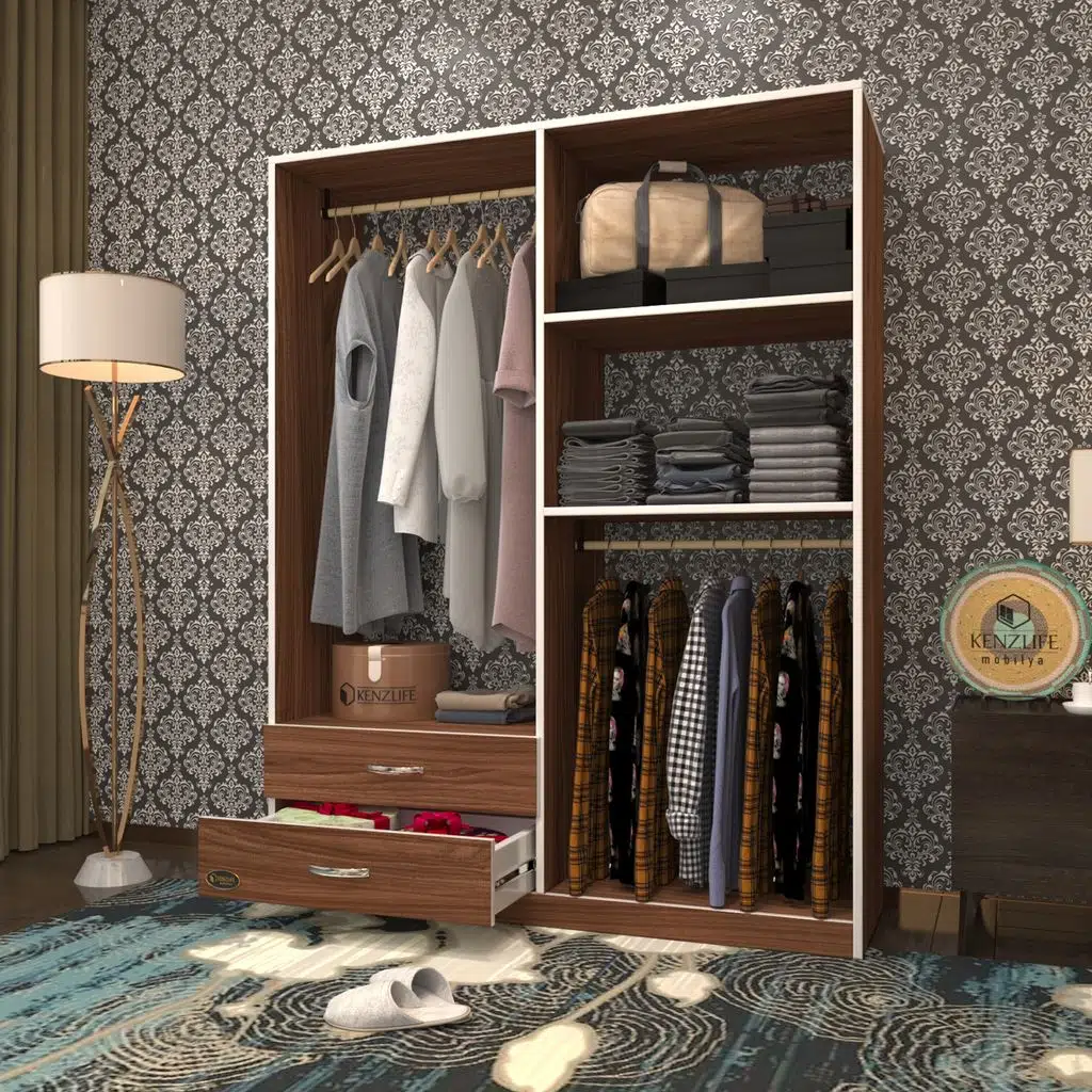 Kenzlife giysi dolabı şemsettin 175*120*40 cvz gardırop 2 çekmeceli