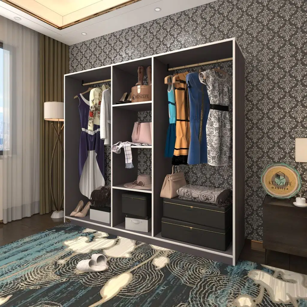 Kenzlife giysi dolabı temel 180*200*40 gri gardırop