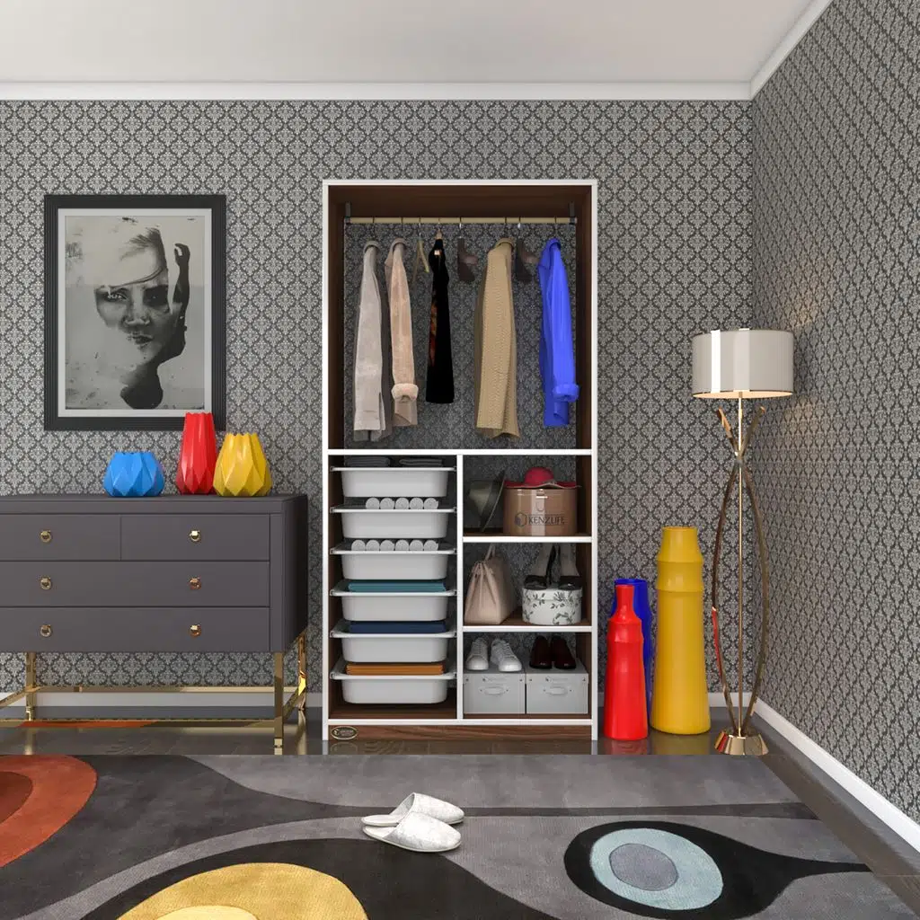 Kenzlife giysi dolabı yalın cvz 180*090*30 kapaksız arkalıksız 6 sepetli