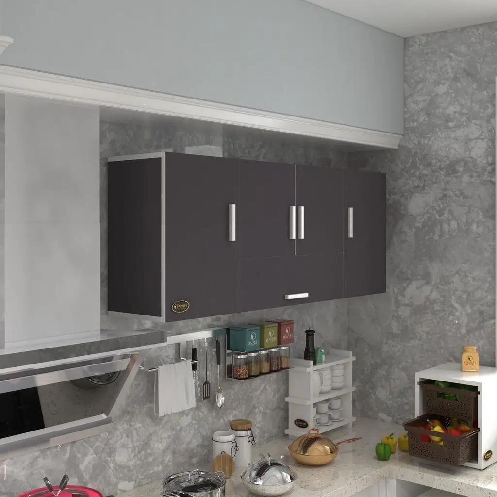 Kenzlife hazır mutfak acus22 gri 060*150*22 mutfak banyo dolabı kapaklı raflı