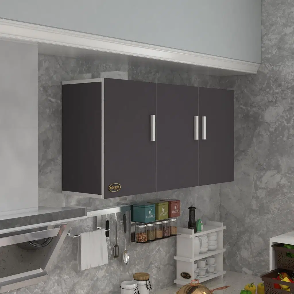 Kenzlife hazır mutfak canna22 gri 060*120*22 mutfak banyo dolabı kapaklı raflı