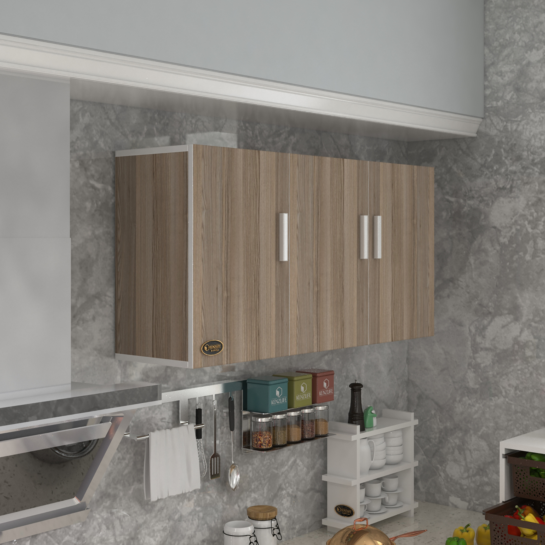 Kenzlife hazır mutfak canna32 crd 060*120*32 mutfak banyo dolabı kapaklı raflı