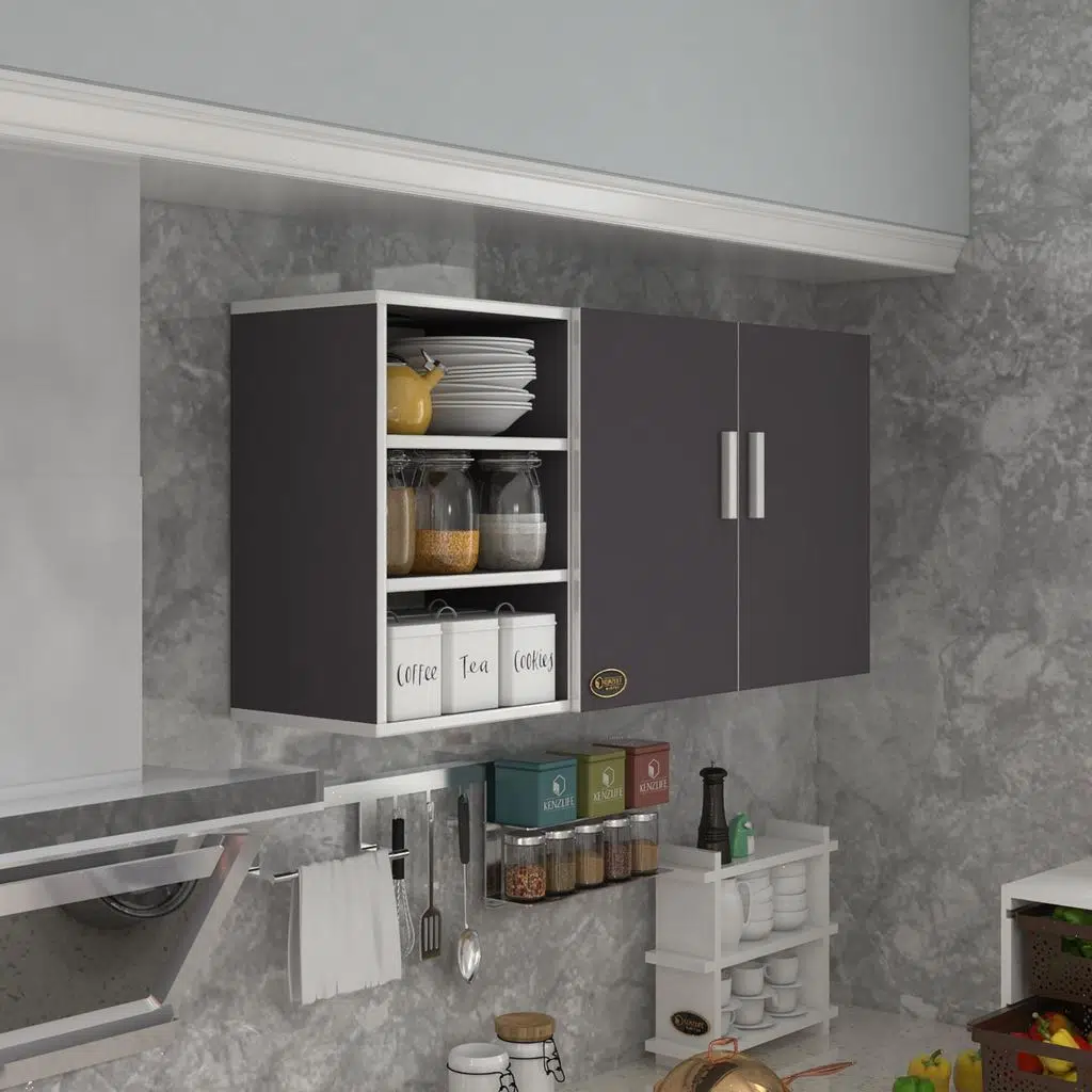 Kenzlife hazır mutfak castus22 gri 060*120*22 mutfak banyo dolabı kapaklı raflı