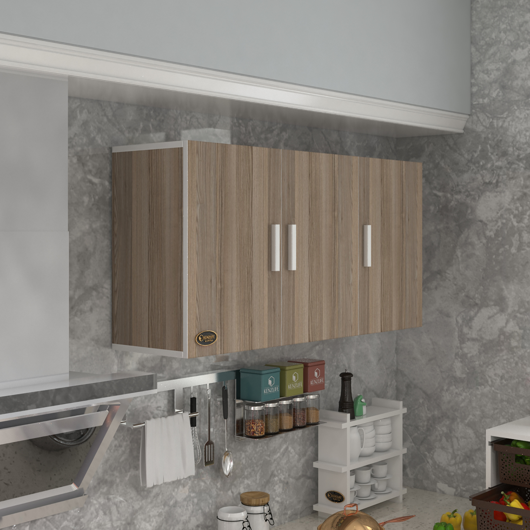 Kenzlife hazır mutfak dirca32 crd 060*120*32 mutfak banyo dolabı kapaklı raflı