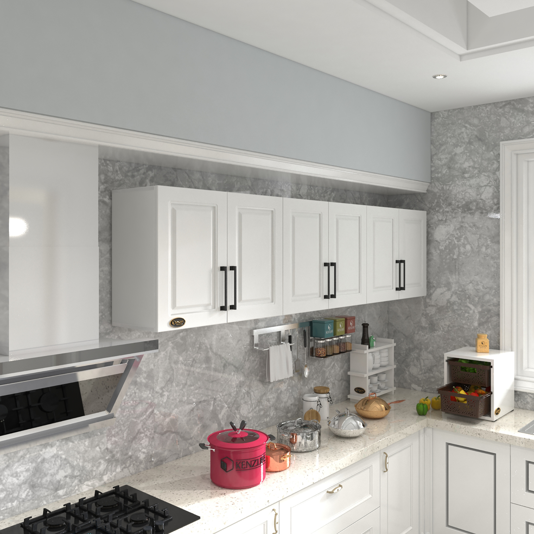 Kenzlife hazır mutfak dolabı elma60 byz mod1 60*240*32 mebran kapak suntalam gövde