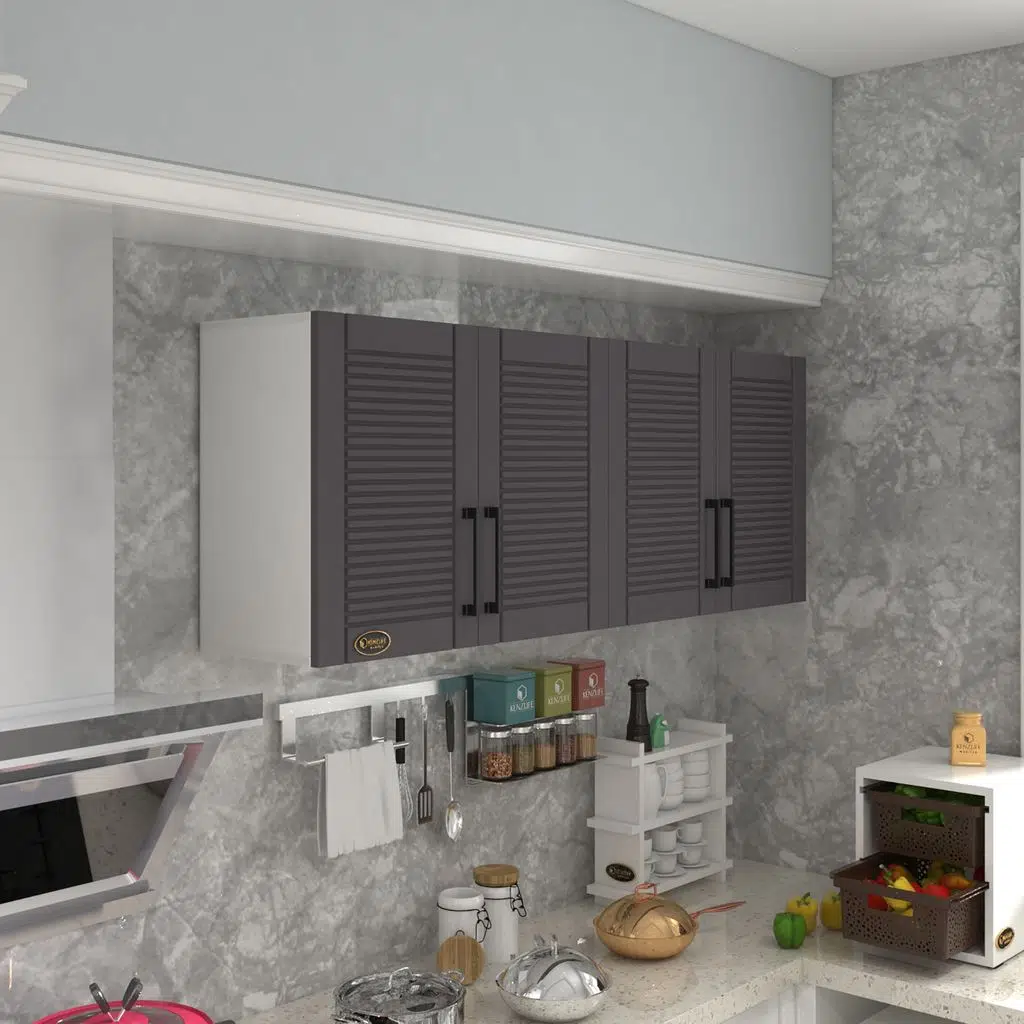 Kenzlife hazır mutfak dolabı havuç60 gri mod2 60*160*32 mebran kapak suntalam gövde