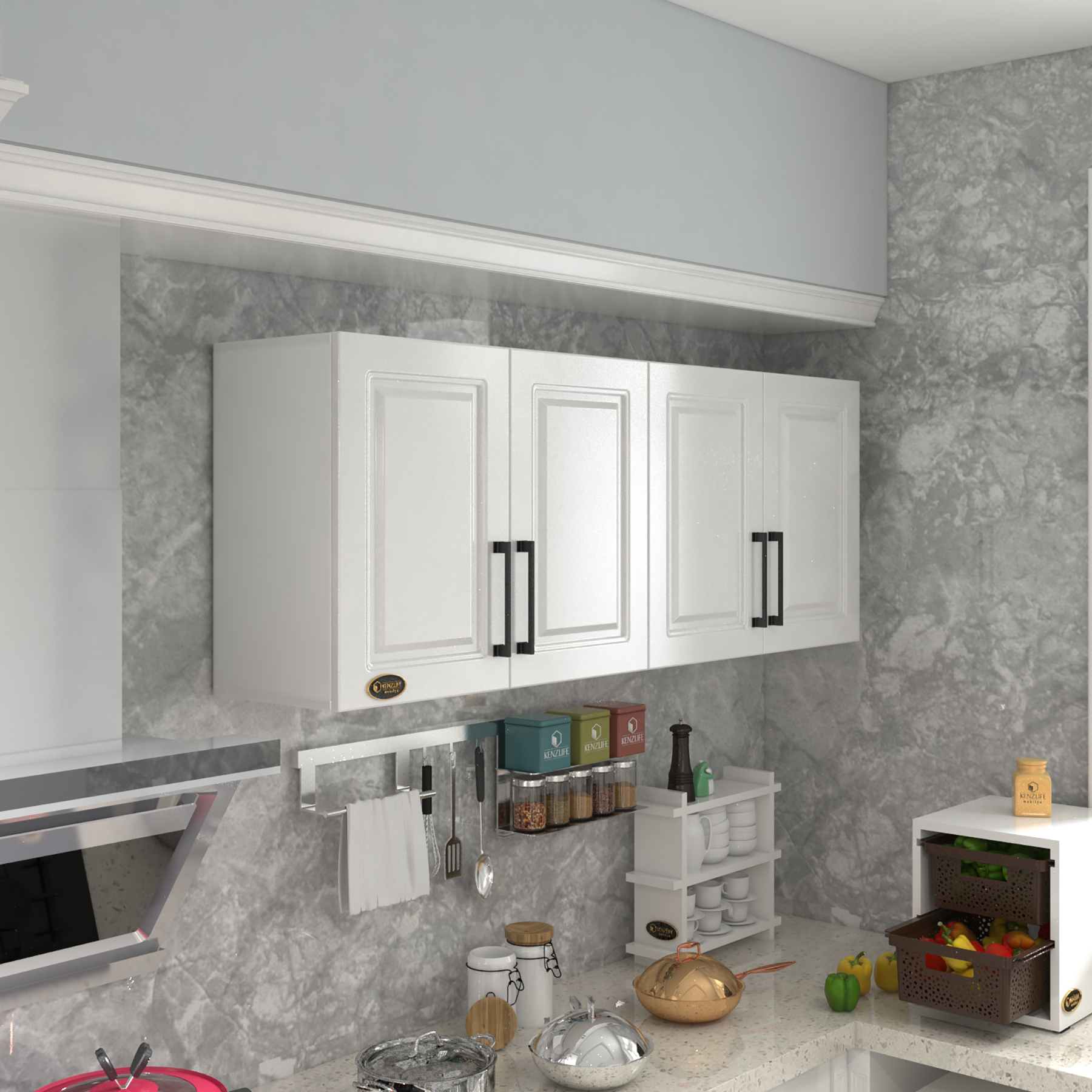 Kenzlife hazır mutfak dolabı havuç90 byz mod1 90*160*32 mebran kapak suntalam gövde