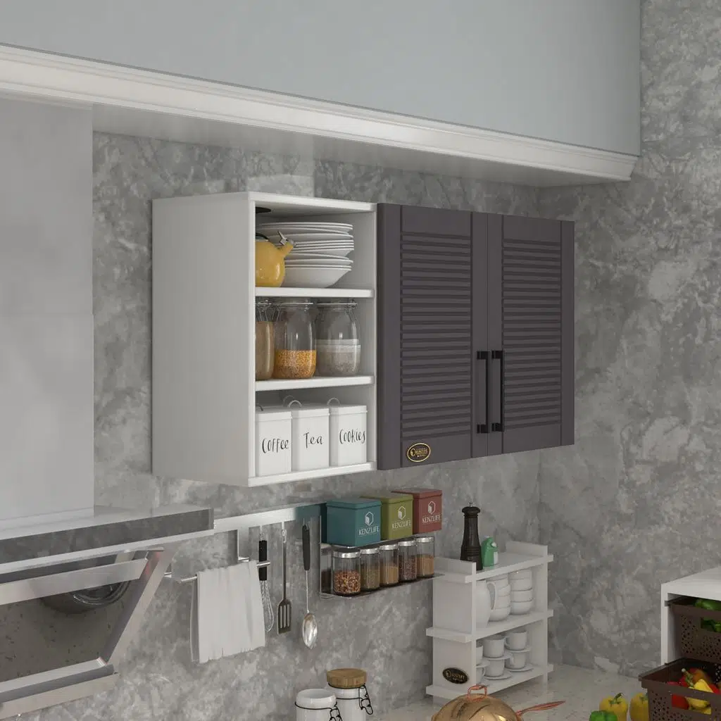 Kenzlife hazır mutfak dolabı kestane90 gri mod2 90*120*32 mebran kapak suntalam gövde