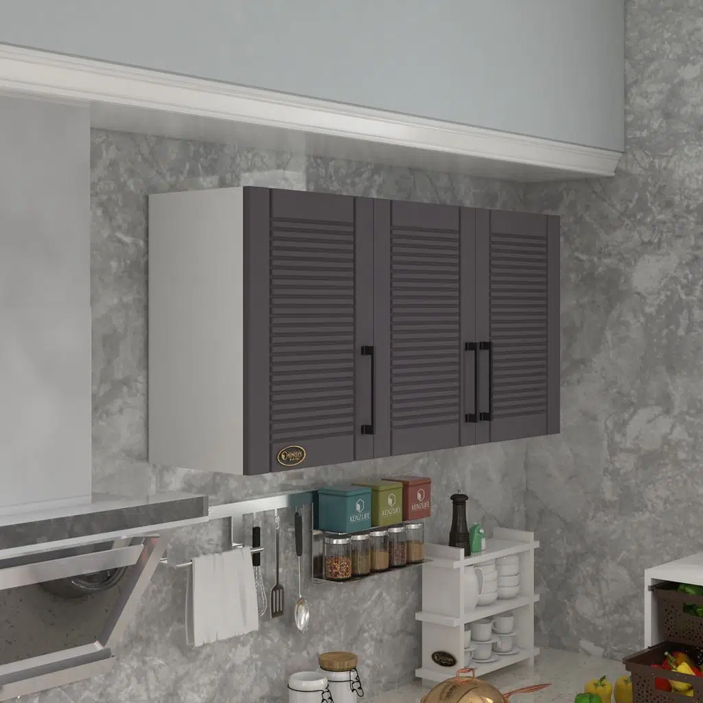 Kenzlife hazır mutfak dolabı mandalina90 gri mod2 90*120*32 mebran kapak suntalam gövde