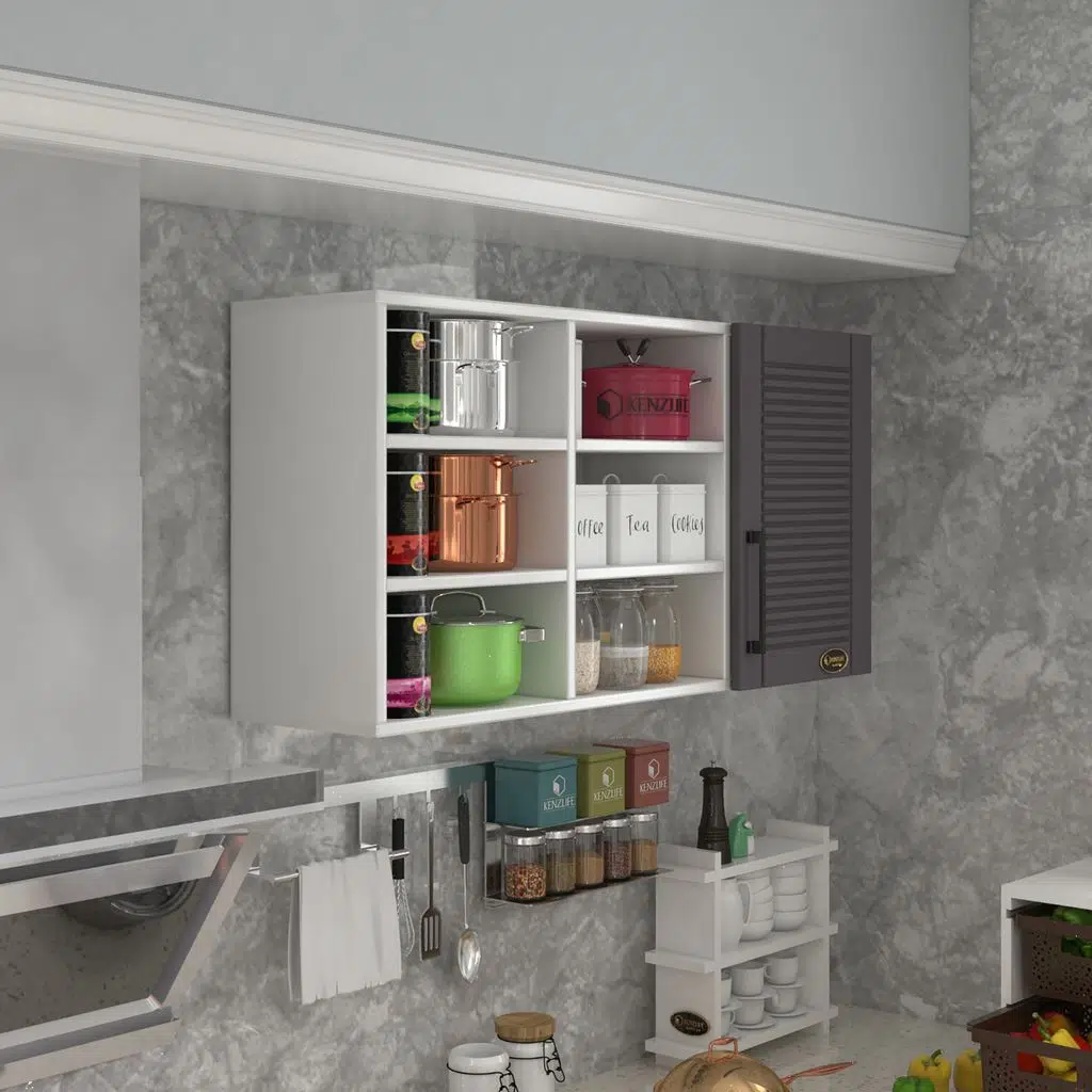 Kenzlife hazır mutfak dolabı nane90 gri mod2 90*120*32 mebran kapak suntalam gövde
