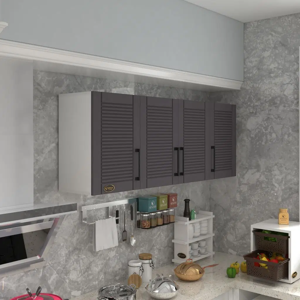 Kenzlife hazır mutfak dolabı soğan60 gri mod2 60*160*32 mebran kapak suntalam gövde